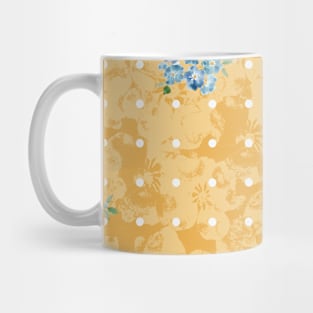 Watercolour Blue Forget Me Nots on Yellow Abstract Floral with Polka Dots Mug